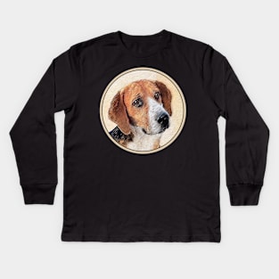 Harrier Painting - Cute Original Dog Art Kids Long Sleeve T-Shirt